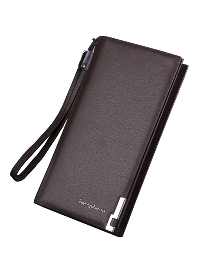 HENGSHENG Zip Around Long Leather Wallet Brown - Image 1