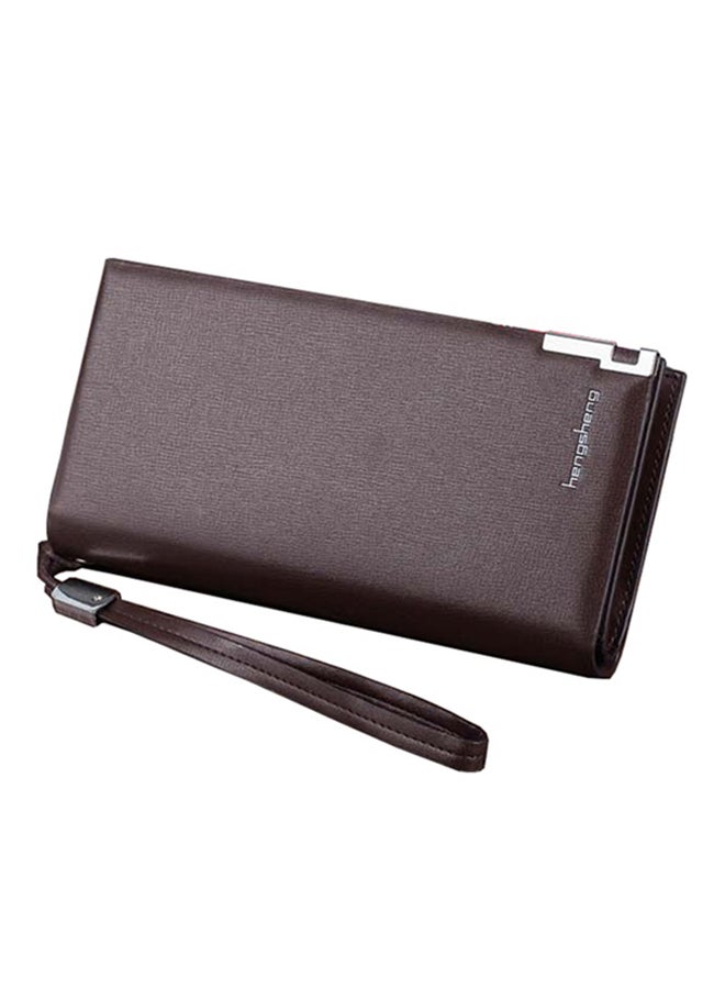 HENGSHENG Zip Around Long Leather Wallet Brown - Image 2