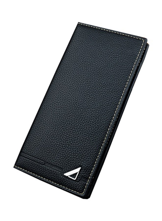 Long Designer Business Leather Wallet Black  - Image 1