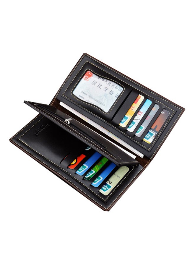 Long Designer Business Leather Wallet Black  - Image 2