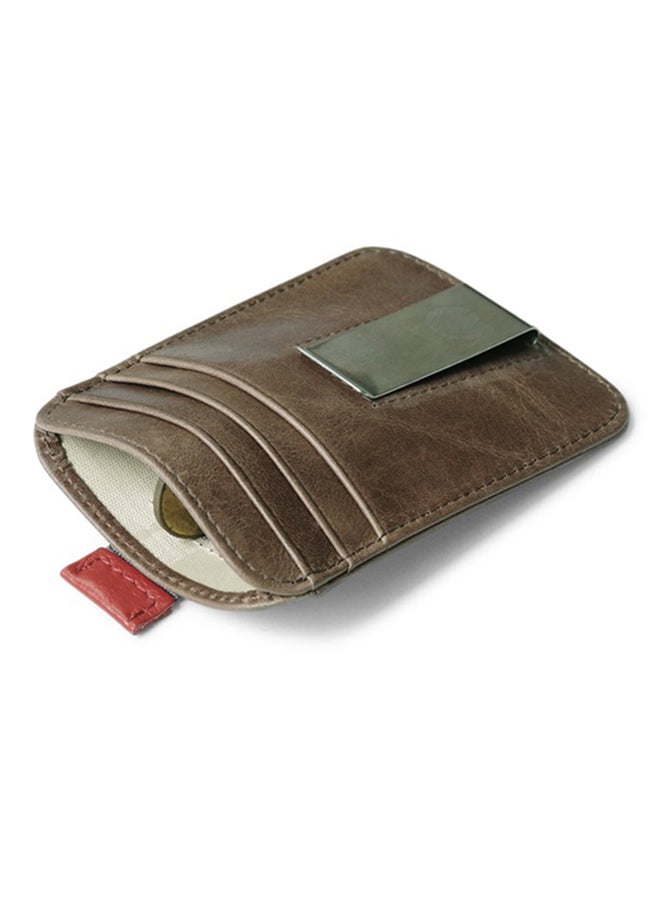 Slim Soft Retro Leather Card Holder Money Clip Brown  - Image 4