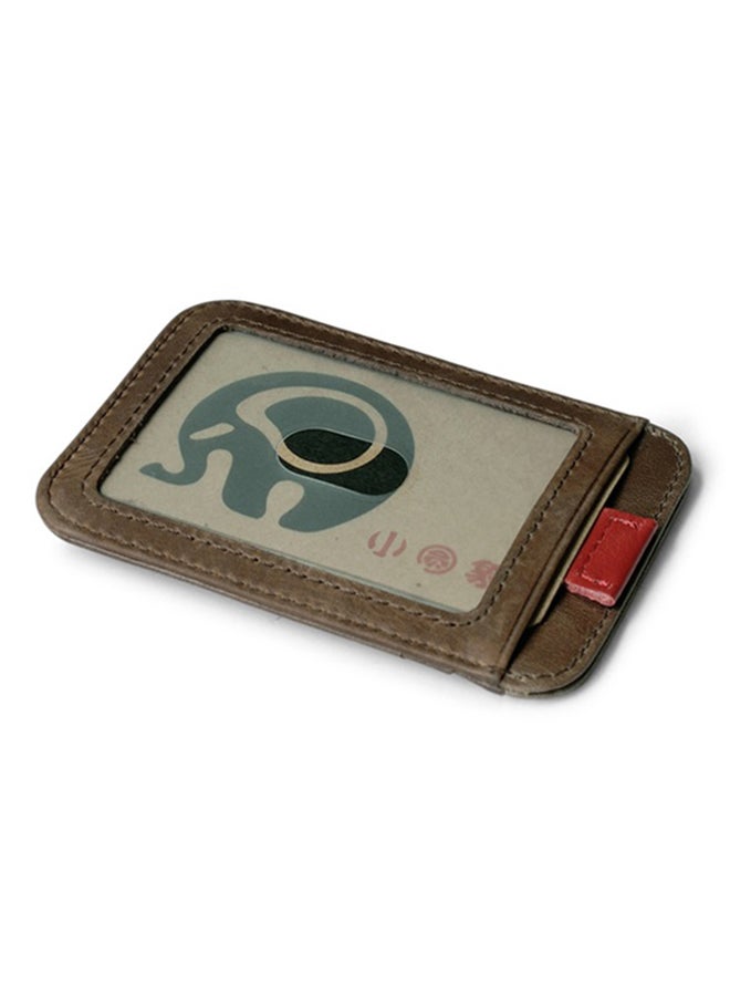 Slim Soft Retro Leather Card Holder Money Clip Brown  - Image 5