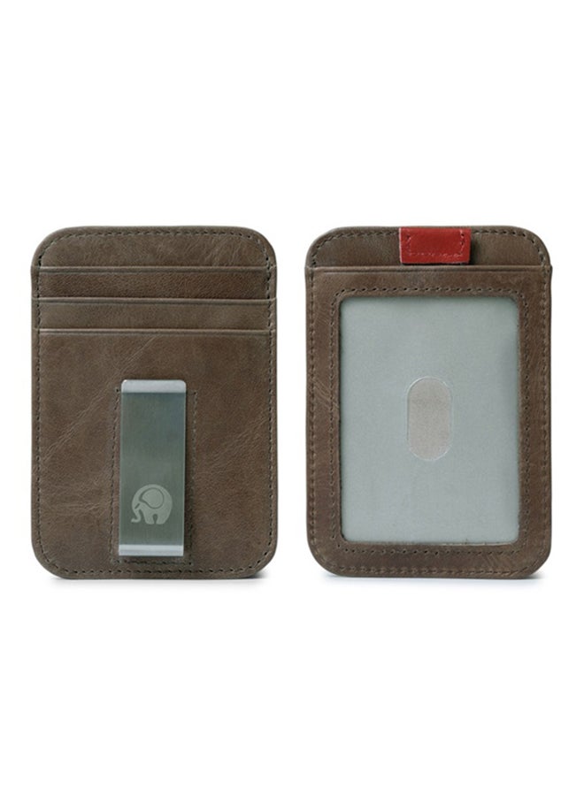 Slim Soft Retro Leather Card Holder Money Clip Brown  - Image 3