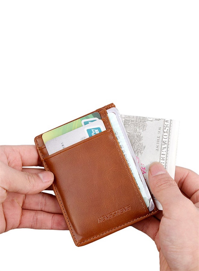 HENGSHENG Sleek Synthetic Leather Card Case Coffee Brown - Image 3