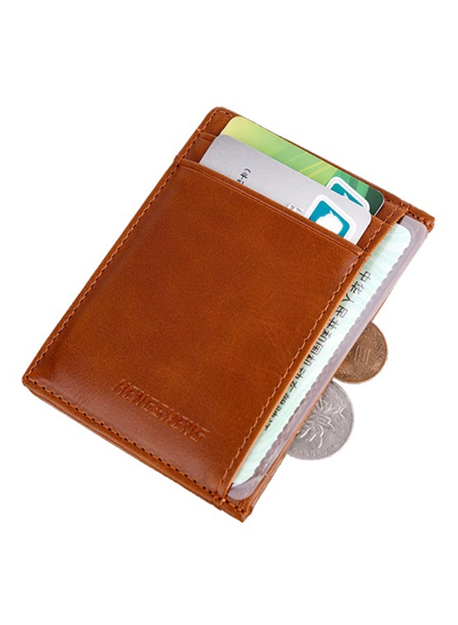 HENGSHENG Sleek Synthetic Leather Card Case Coffee Brown - Image 4
