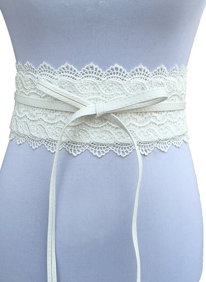 Generic Self Knot Tie Up Cinch Waist Belt White 
