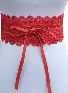 Self Knot Tie Up Cinch Waist Belt Red