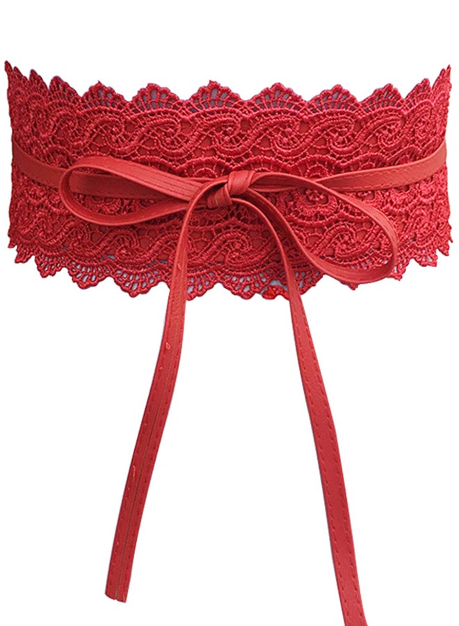 Generic - Self Knot Tie Up Cinch Waist Belt Red - Image 1