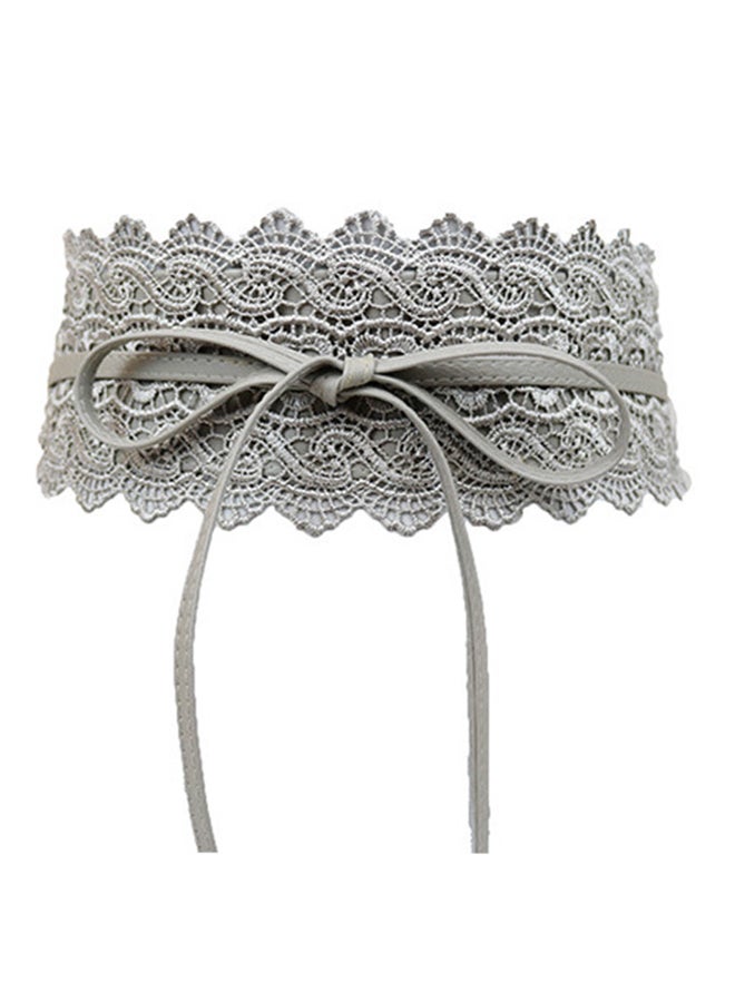 Generic - Self Knot Tie Up Cinch Waist Belt Grey - Image 1