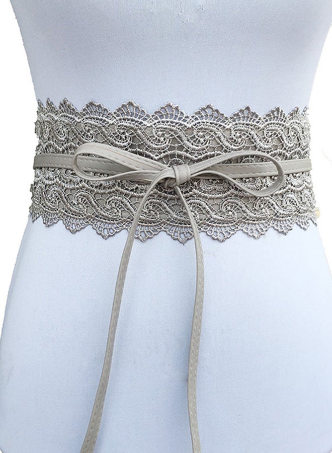 Generic - Self Knot Tie Up Cinch Waist Belt Grey - Image 1