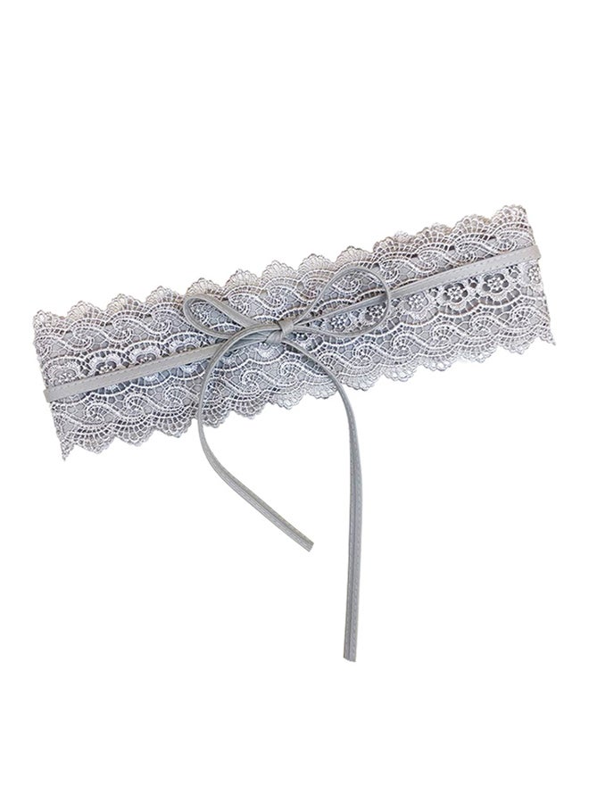Generic - Self Knot Tie Up Cinch Waist Belt Grey - Image 1