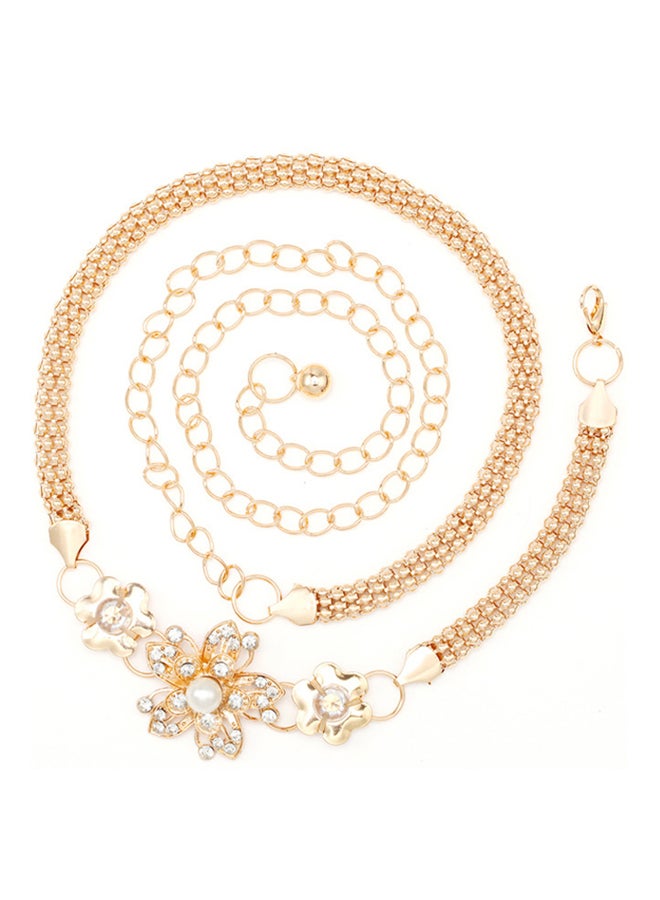 Chain Style Body Belt Gold/White - Image 1