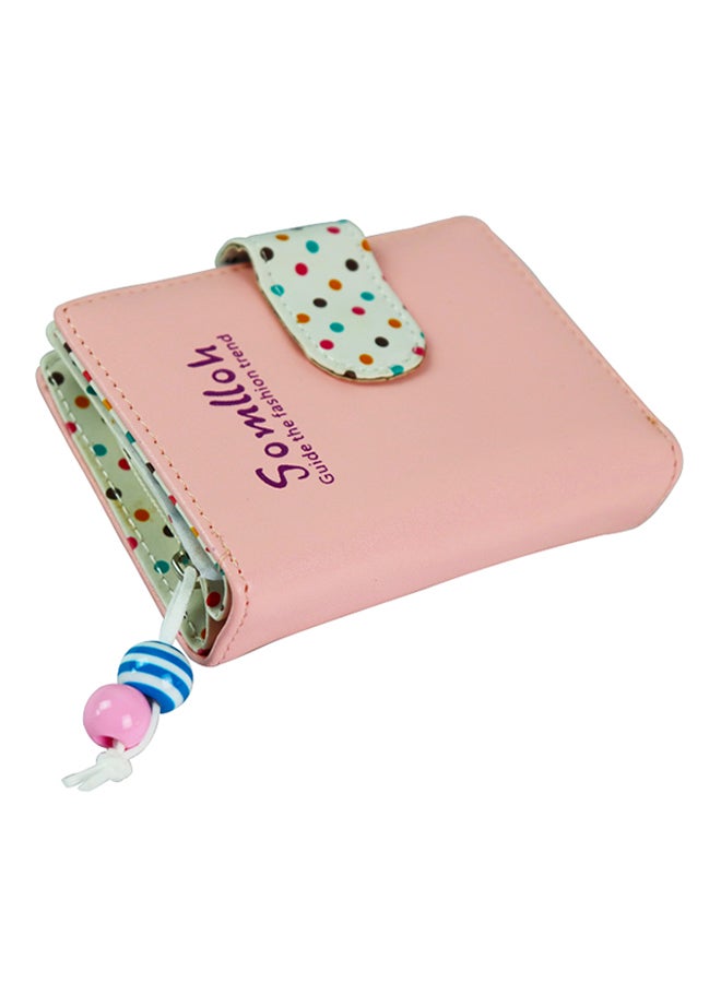Somlloh - PU Leather Zip Closure Wallet Pink - Image 1