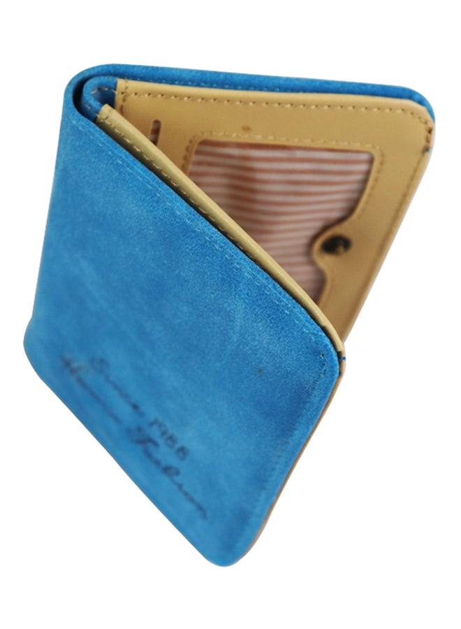 Vintage Matte Short Bifold Wallet Blue - Image 2