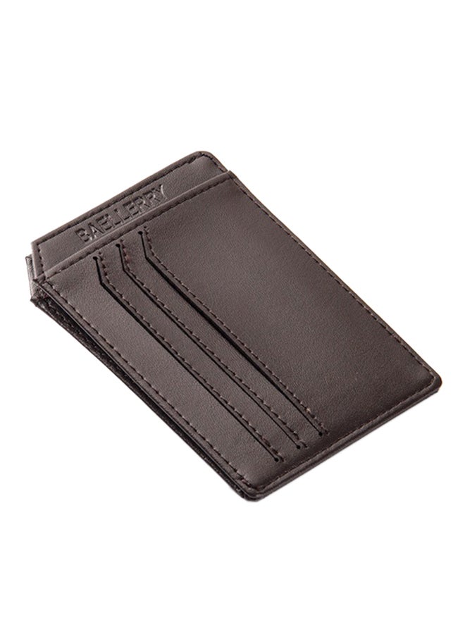 بايلليري حافظة بطاقات بسيطة رفيعة من الجلد الصناعي بني - Image 1