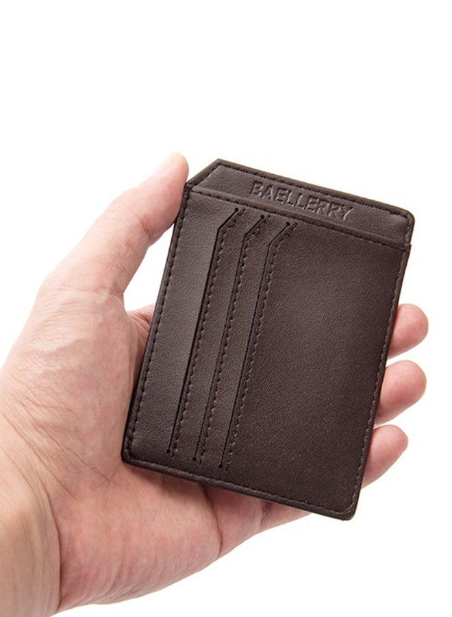 بايلليري حافظة بطاقات بسيطة رفيعة من الجلد الصناعي بني - Image 2