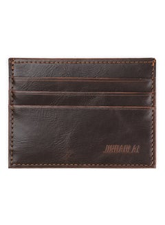 JINBAOLAI Simple Soft Leather Card Case With 6 Card Slots Brown  - Image 1