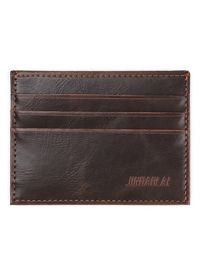 JINBAOLAI Simple Soft Leather Card Case With 6 Card Slots Brown - Image 1