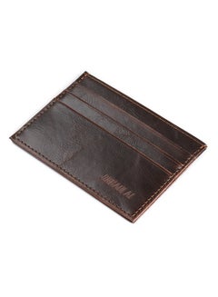 JINBAOLAI Simple Soft Leather Card Case With 6 Card Slots Brown  - Image 2