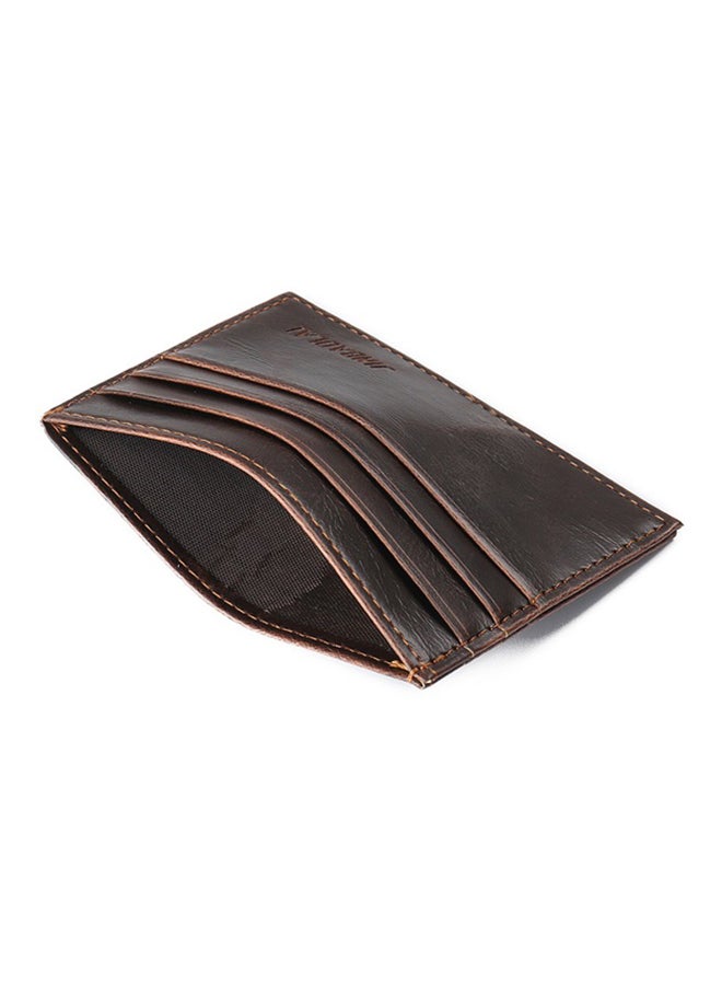 JINBAOLAI Simple Soft Leather Card Case With 6 Card Slots Brown - Image 3
