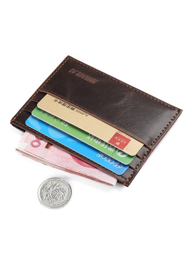 JINBAOLAI Simple Soft Leather Card Case With 6 Card Slots Brown - Image 4