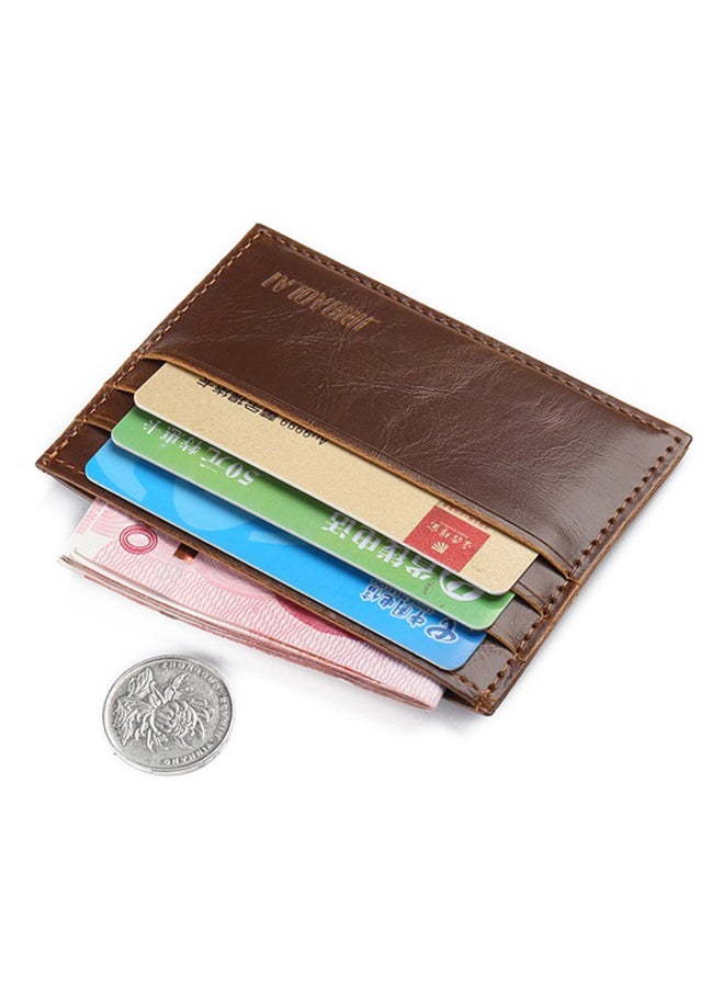 JINBAOLAI - Simple Soft Leather Card Case With 6 Card Slots Brown - Image 1