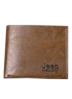 Jeep Short Bifold Synthetic Leather Wallet With Credit Card Holder Light Brown  - Image 2