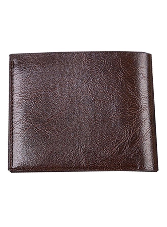 Short Bifold Synthetic Leather Wallet With Credit Card Holder Dark Brown - v1530182241/N15477447A_2