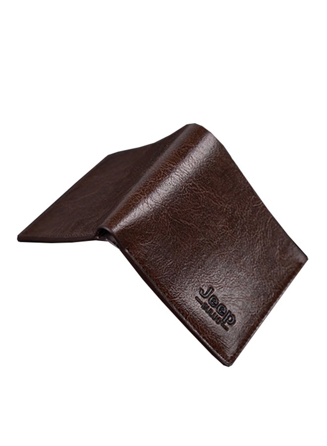 Short Bifold Synthetic Leather Wallet With Credit Card Holder Dark Brown - v1530182241/N15477447A_3