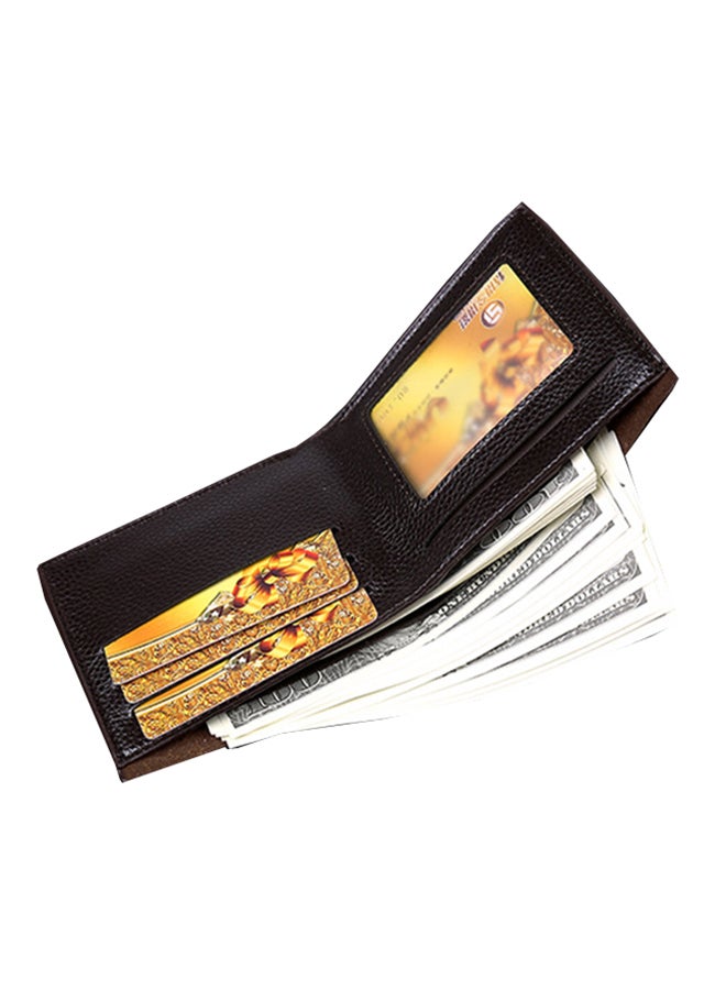 Short Bifold Synthetic Leather Wallet With Credit Card Holder Dark Brown - v1530182241/N15477447A_5