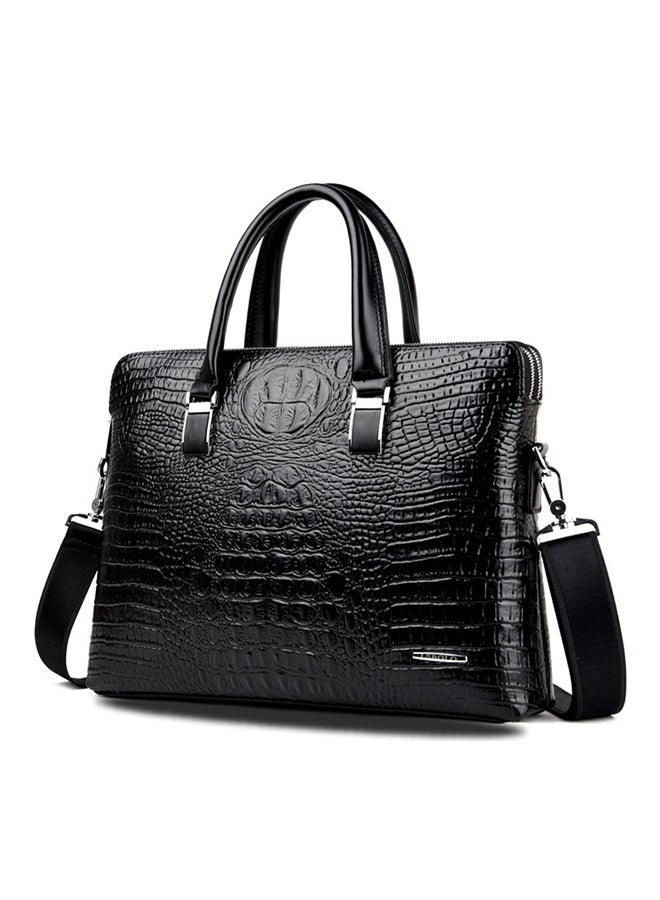 Generic - Crocodile Pattern Synthetic Briefcase With Wallet Black - Image 1