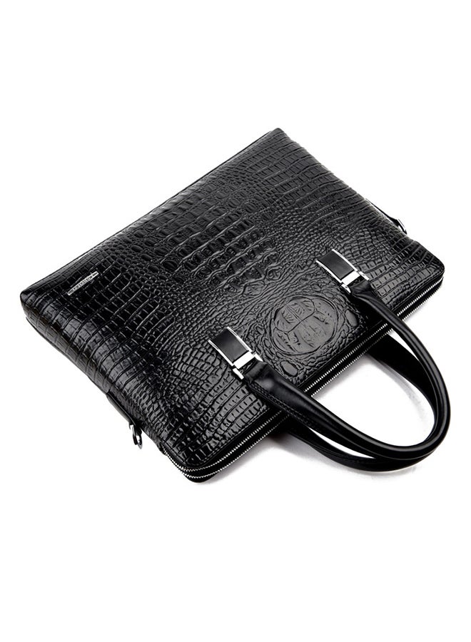 Generic - Crocodile Pattern Synthetic Briefcase With Wallet Black - Image 1