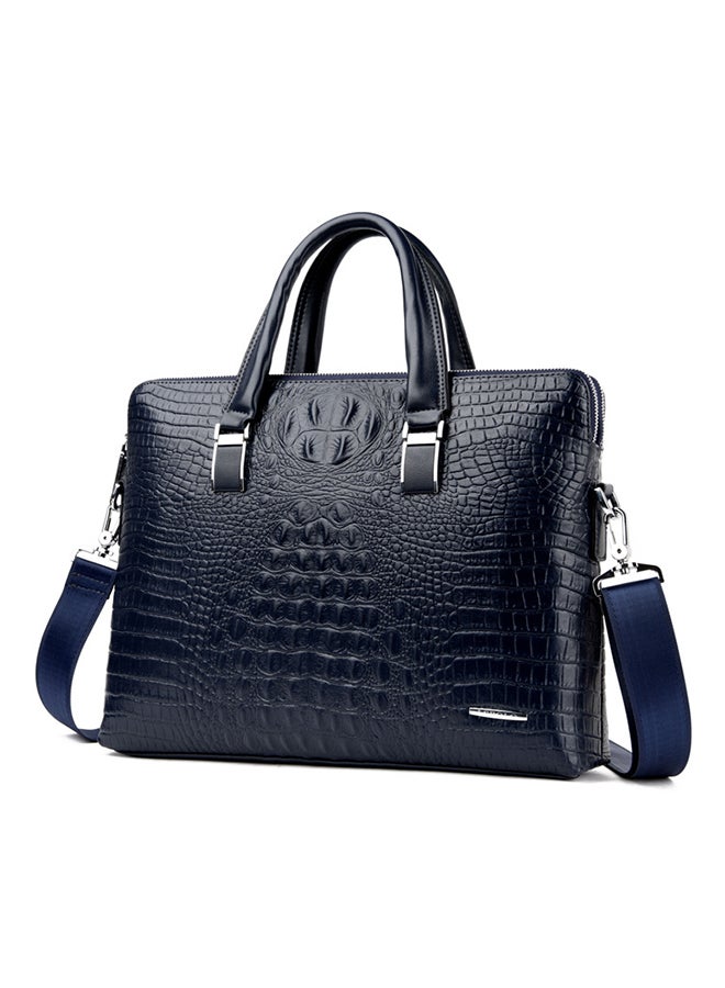 Crocodile Pattern Synthetic Leather Briefcase With Wallet Blue - Image 2