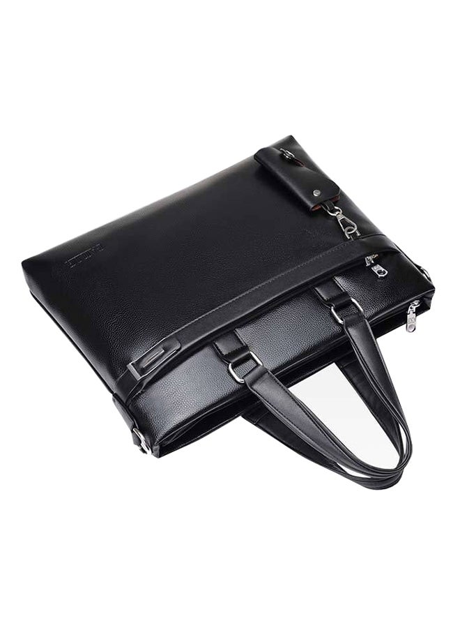 Casual Leather Business Briefcase With Small Key Bag Black  - Image 4