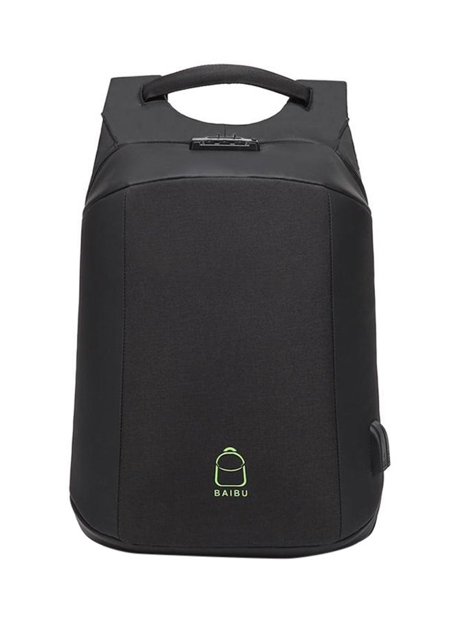 QiaoKai Anti Theft Backpack With USB Charger Black 