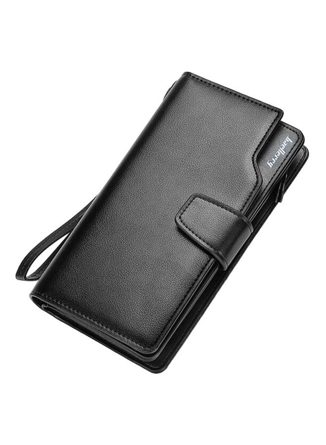 QiaoKai Leather Magnetic Closure Wallet Black 