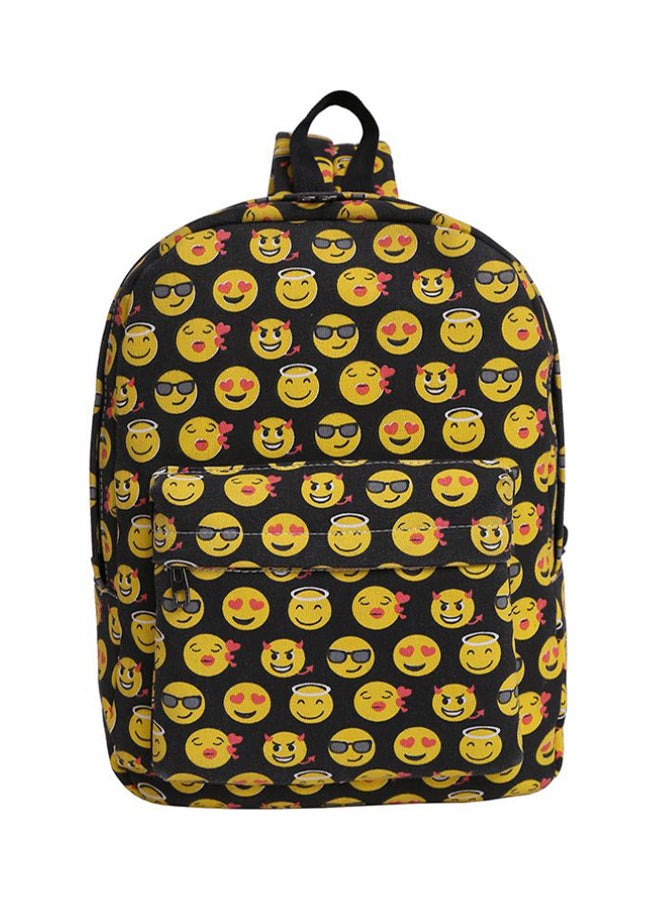 QiaoKai Emoji Printed Backpack Black/Yellow 