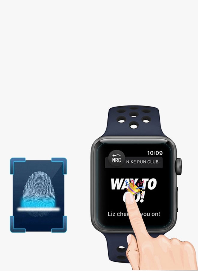 لاصقة حماية للشاشة من الزجاج المقوى لساعة أبل سلسلة 3/2/1 38 مم شفاف/ أسود - Image 3