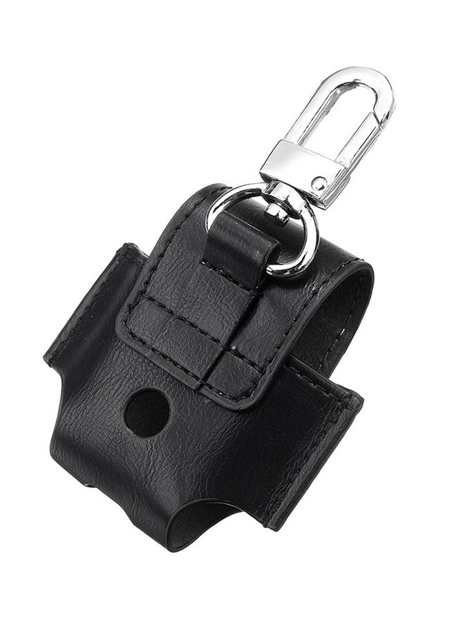 Protective Case Cover With Buckle For Apple AirPods Black/Silver 
