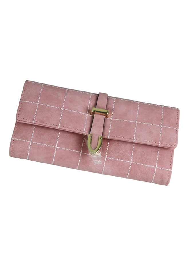Generic Leather Trifold Long Zipper Wallet Peach  - Image 1