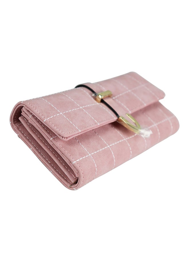 Generic Leather Trifold Long Zipper Wallet Peach  - Image 3