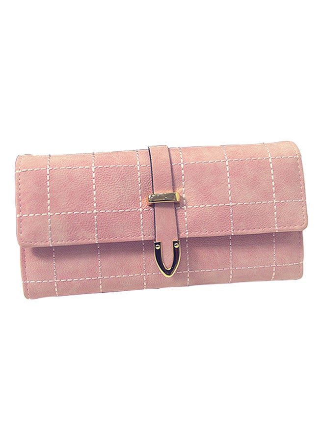 Generic Leather Trifold Long Zipper Wallet Peach  - Image 4