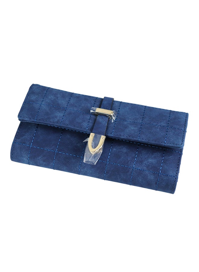 Generic Leather Trifold Long Zipper Wallet Blue  - Image 1