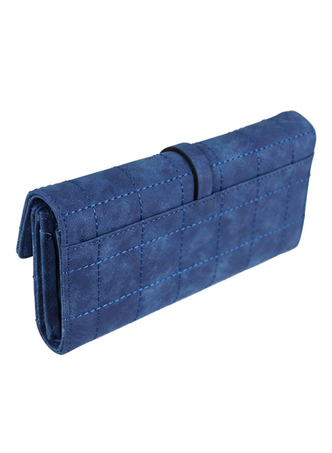 Generic Leather Trifold Long Zipper Wallet Blue  - Image 2