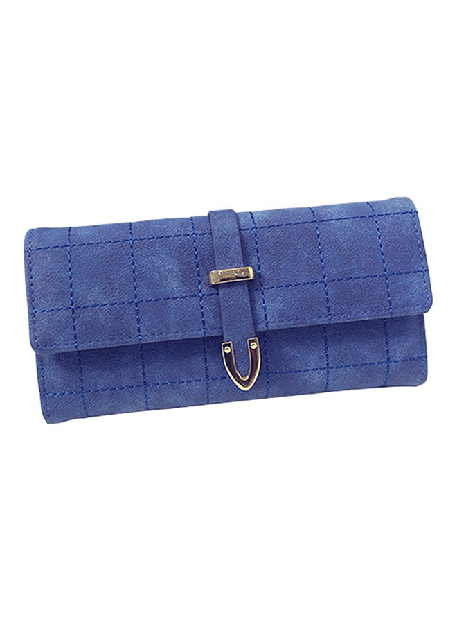 Generic Leather Trifold Long Zipper Wallet Blue  - Image 3