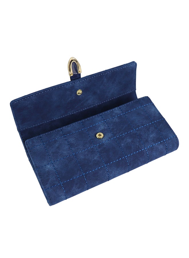 Generic Leather Trifold Long Zipper Wallet Blue  - Image 4