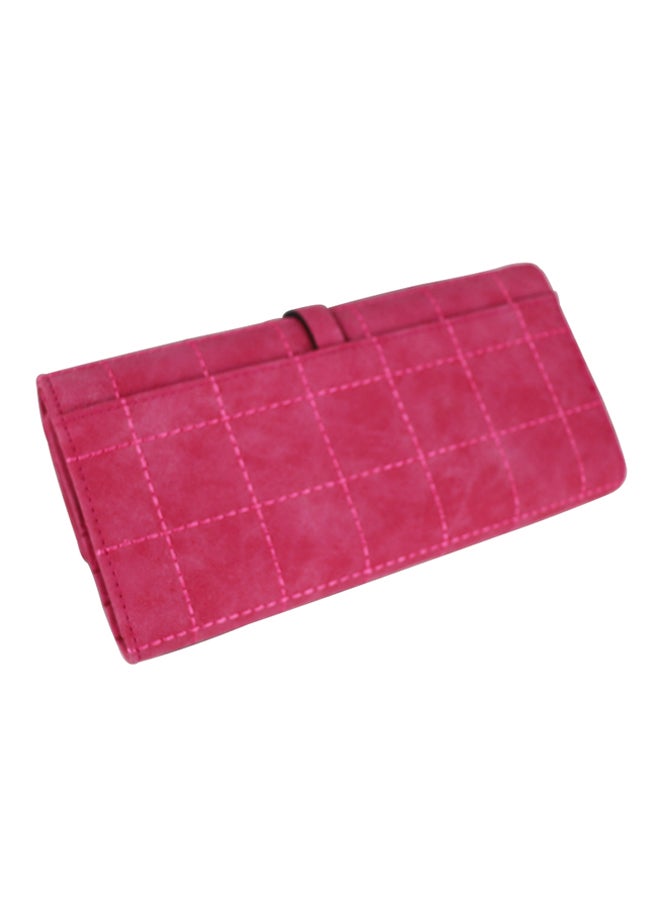 Leather Trifold Long Zipper Wallet Pink  - Image 5