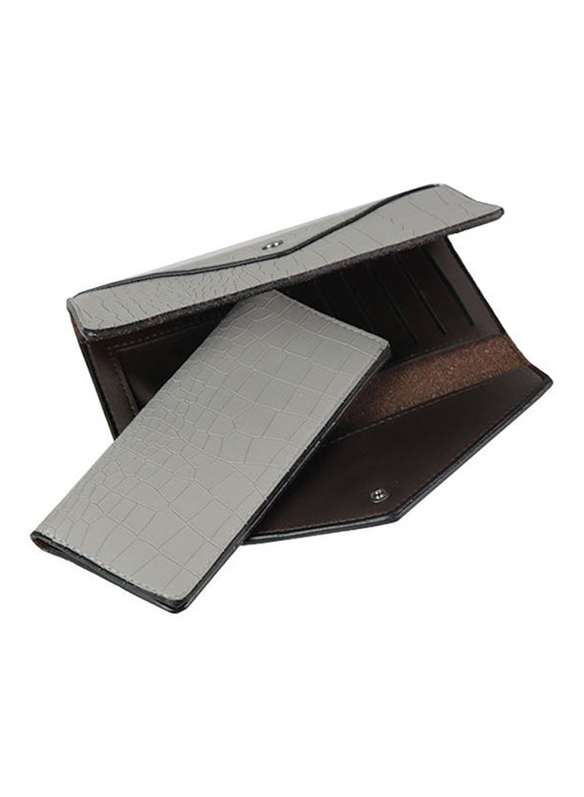 Leather Trifold Wallet And Pouch Grey - Image 3