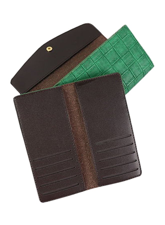 Leather Trifold Wallet And Pouch Green - Image 3