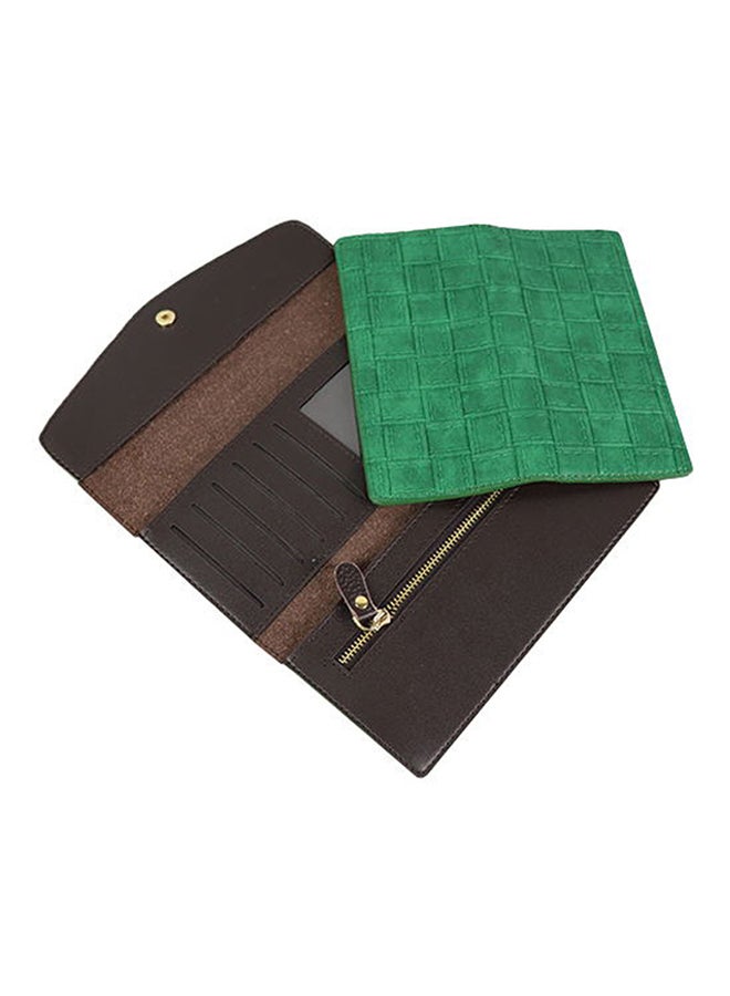 Leather Trifold Wallet And Pouch Green - Image 2